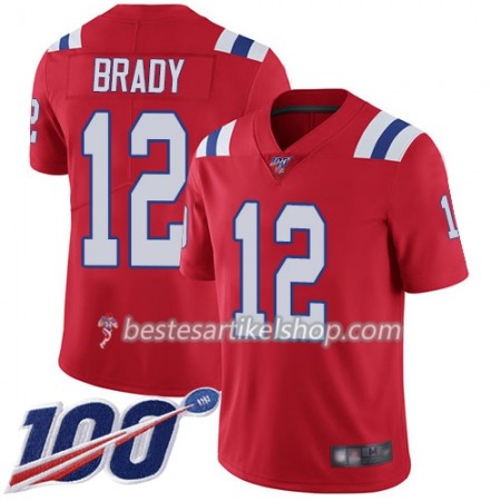 Herren New England Patriots Trikot Tom Brady 12 Nike Röd 100th